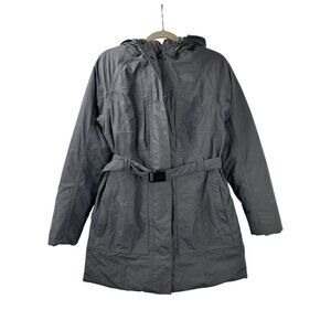 THE NORTH FACE Jacket Womens M Hyvent Goose Down Belted Parka Coat Puffer Gray